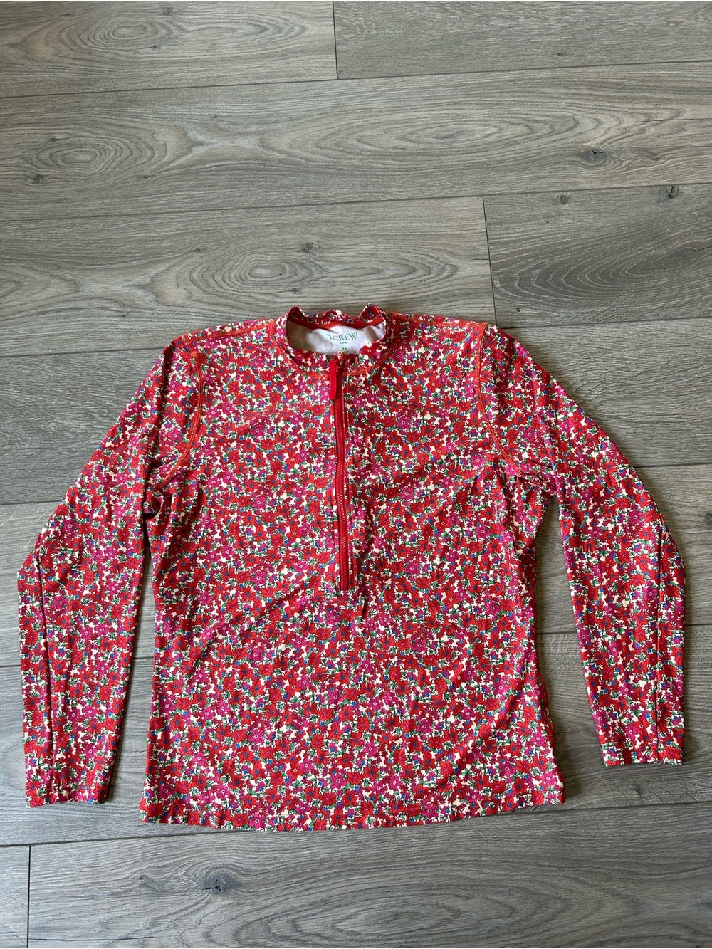 J.Crew Floral Rash Guard Long Sleeve 1/2 Zip in Brilliant Blooms Size 2X